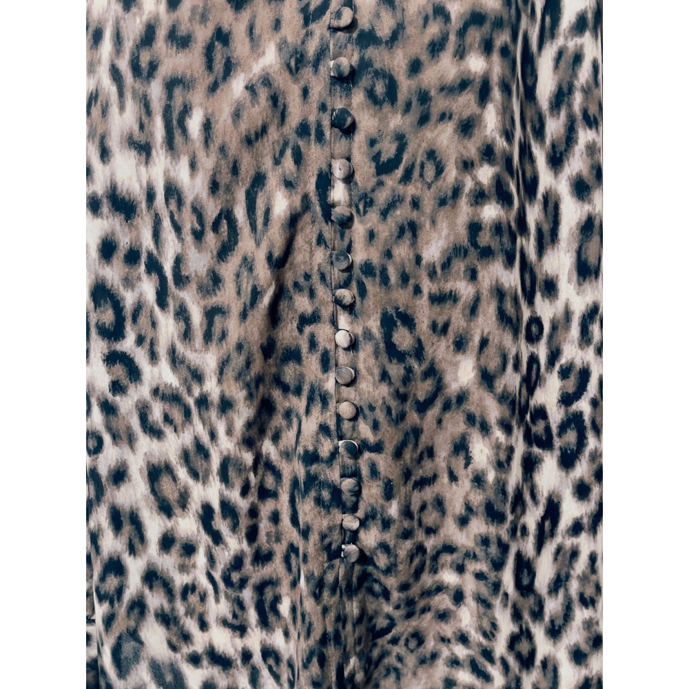 Rachel Zoe Women Neutral Button Front Blouse Large Animal Print Casual Flowy - Picture 4 of 9